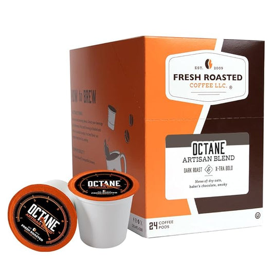 Fresh Roasted Coffee, Octane Italian Dark Roast, Artisan Blend, 24 Pods for K Cup Brewers
