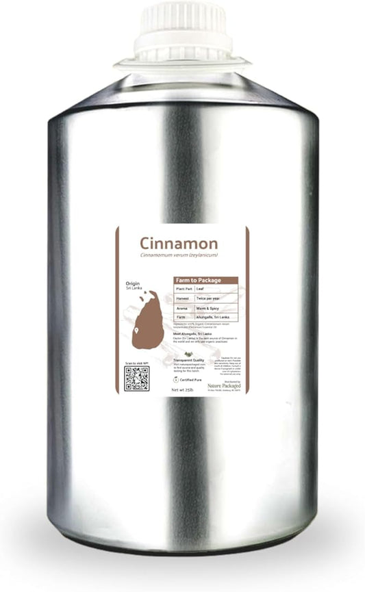 Cinnamon Oil - Direct from Farm in Sri Lanka - Bulk Essential Oils - for Diffuser-Aromatherapy Scented Oils (25LBS)