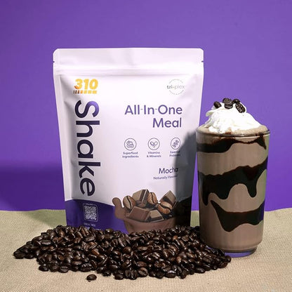 310 Nutrition All-In-One Meal Replacement Shake - Fiber-Rich Superfood Blend with Natural Sweeteners - Low Carb, Keto & Paleo Friendly, Gluten-Free, 26 Essential Vitamins & Minerals, Mocha, 28 Servings