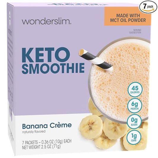 WonderSlim Keto Smoothie with C8 MCT Oil, Banana Crème, Low Carb, No Sugar, Gluten Free (7ct)