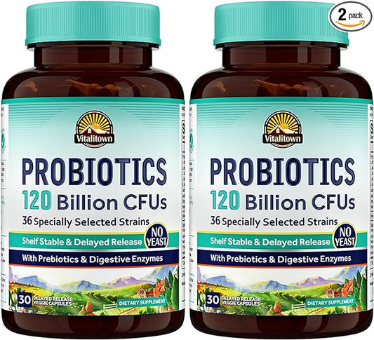 Vitalitown Probiotics 120 Billion CFUs 36 Strains, 60 Delayed