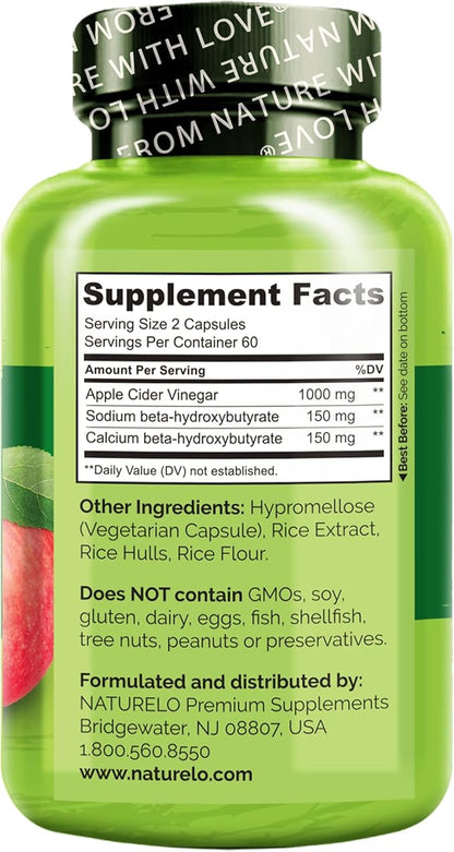 NATURELO Apple Cider Vinegar Capsules 120 Vegan