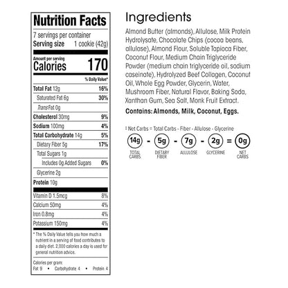 Wonderslim Protein Cookie, Chocolate Chip, Keto friendly, Low Carb, Gluten Free (7ct)