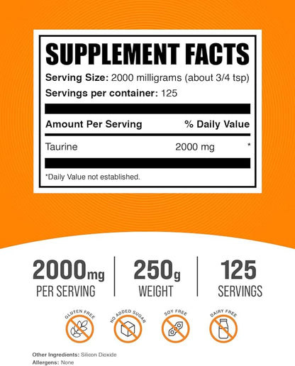 BulkSupplements.com Taurine Powder 2000mg - 2g per 250g (8.8 (8.8 oz) 1)