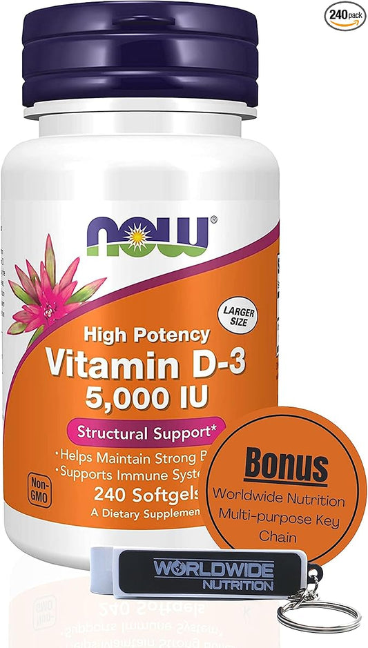Worldwide Nutrition Now Supplements Vitamin D3 5000 IU 240 Count