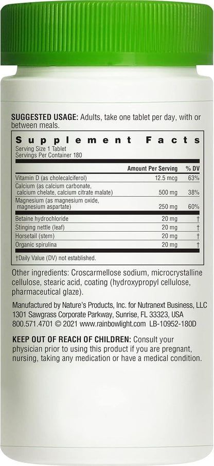 Rainbow Light Calcium With Magnesium and D3 Tablets, 180 Count