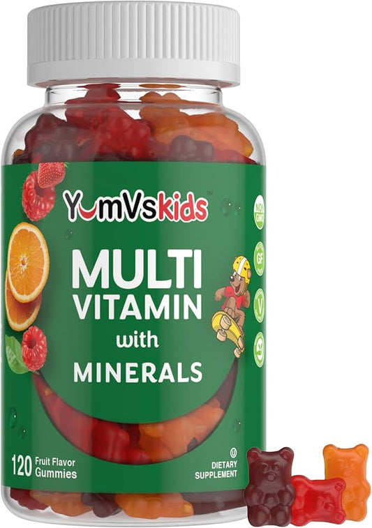 YumVs Kids Multivitamin Gummies 12 Minerals D3 E B6 B12 B12 - (120 Count)