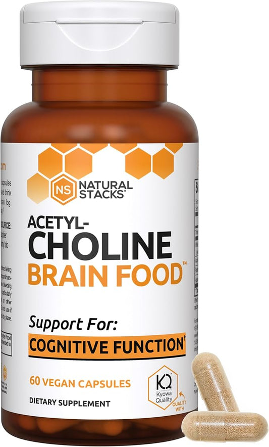 Acetylcholine Brain Food - Acetyl L-Carnitine & Alpha GPC Supplement - Supports Production of Acetylcholine - Neurotransmitter Supplement for Cognitive Function - 60 Capsules
