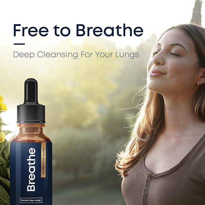 BREATHE 8-IN-1 Mullein Drops For Lungs Detox & Lung Cleanse | Peppermint, Thyme & Mullein Leaf Extract For Lungs | Lung Support Supplement For Breathing & Respiratory System- 2 fl.oz, 1 Month Supply