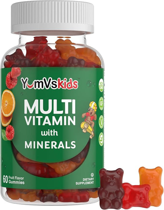 YumVs Kids Multivitamin Gummies 12 Minerals D3 E B6 B12 B12 - (60 Count)
