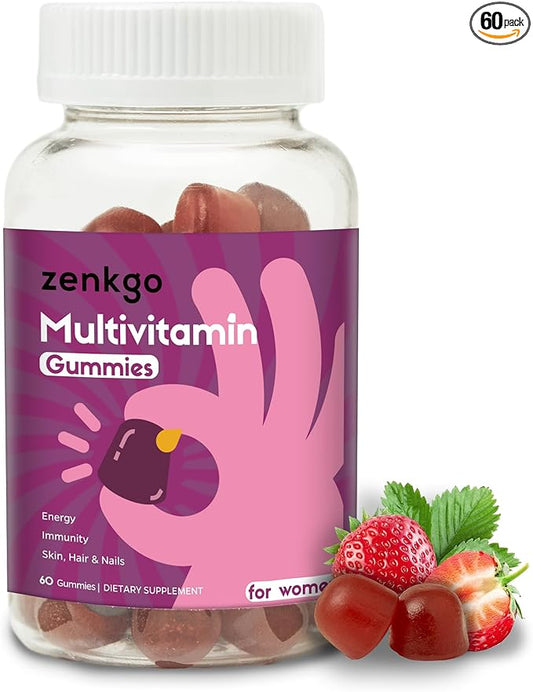 Zenkgo Women's Multivitamin Gummies, Supports Skin, (60Ct/30Day)