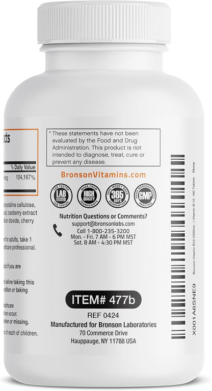 Vitamin B12 2500mcg Shot Of Energy B12 Vitamin 180 Count