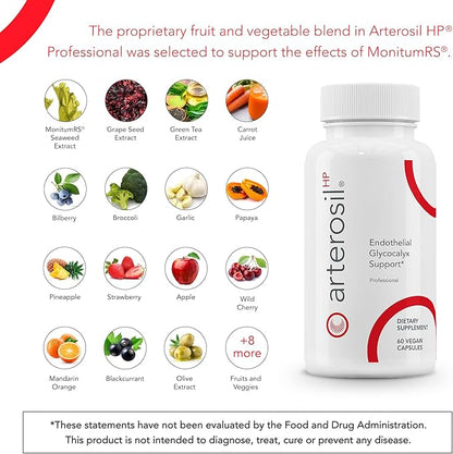 Arterosil HP Professional - Endothelial Glycocalyx Support - Heart Health Support - Artery Health Support - Circulation Support – MonitumRS® Rhamnan Sulfate - Monostroma Nitidum