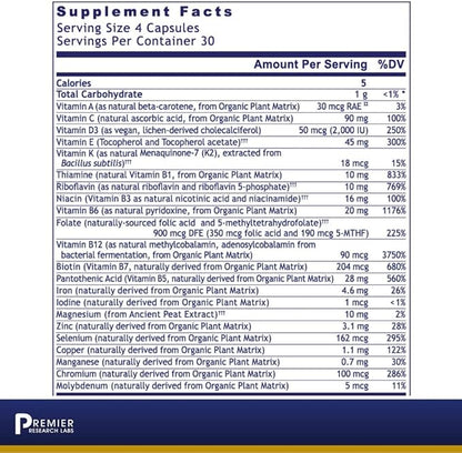 Premier Research Labs Multi-Vitamin: Immune, Brain 120 Plant-Sourced