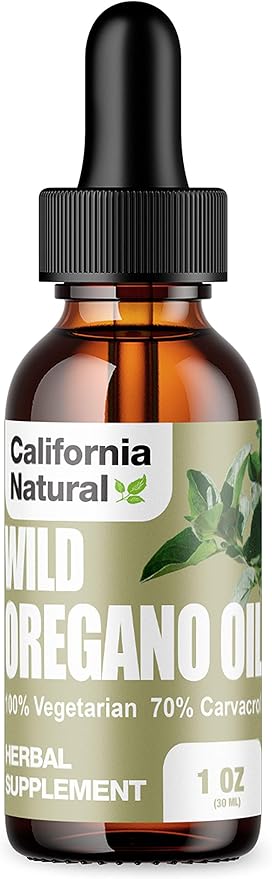 Wild Oregano Oil 1oz Bottle - California Natural - Immune System & Digestive Support - Promote Gut Health & Healthy Digestion - 100% Vegetarian - 70% Carvacrol - Herbal Supplement - 1oz