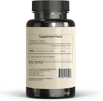 NAD Supplement 1000mg - Pure NAD Supplement for Anti-Aging