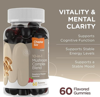 Zahler 10-in-1 Mushroom Gummies Raspberry Flavored 6 Adaptogenic (60)