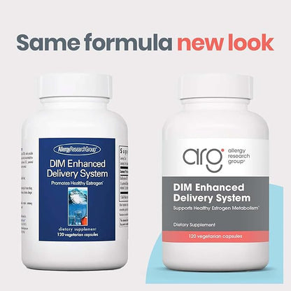 Allergy Research Group DIM Enhanced Delivery System Supplement - Supports Healthy Hormone Balance for Women, Promotes Healthy Estrogen Metabolism, PMS Support, Vegetarian Capsules - 120 Count