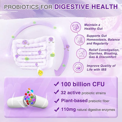 ZEBORA Probiotics for Women Digestive Health 100 Billion 90 Capsules