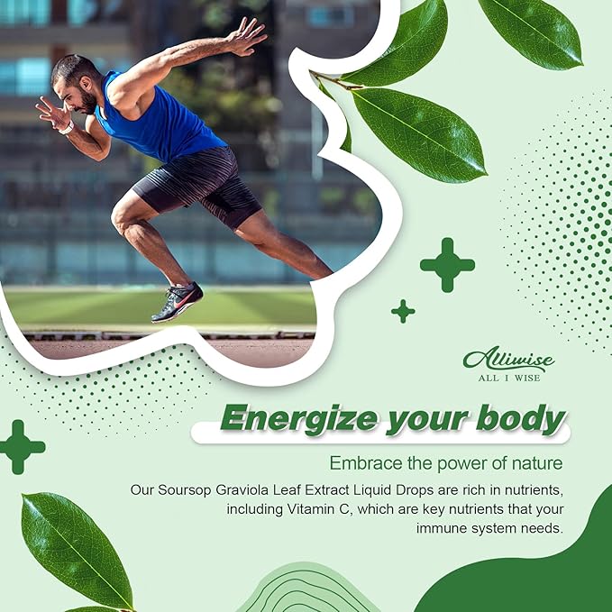 Soursop Graviola Leaf Extract Liquid Drop for Cell Regeneration & Immune Support-Vegan Soursop Bitters Liquid,99% High Absorption Form Soursop Leaf & Fruit Complex-2Fl oz