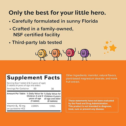 Renzo's Bright & Brainy Vitamin B6 B6-60 Sugar-Free