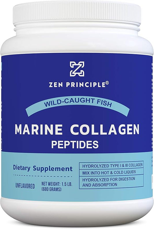 Zen Principle Marine Collagen Peptides Powder 1.5 lb. 1 & 3 Protein.