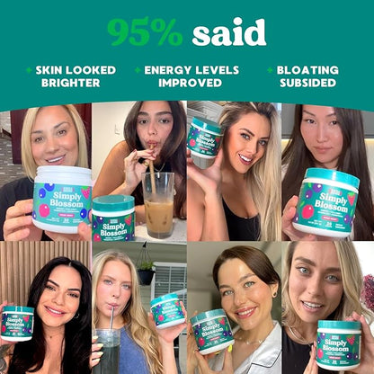 Simply Nature's Promise Blossom Nutrition - Daily Greens & Superfood Powder + Collagen + Probiotics for Women's Digestive Health & Bloating Relief. Help Your Health Bloom - 2 Month Supply
