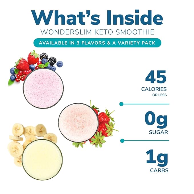 WonderSlim Keto Smoothie with C8 MCT Oil, Banana Crème, Low Carb, No Sugar, Gluten Free (7ct)