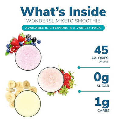 WonderSlim Keto Smoothie with C8 MCT Oil, Banana Crème, Low Carb, No Sugar, Gluten Free (7ct)