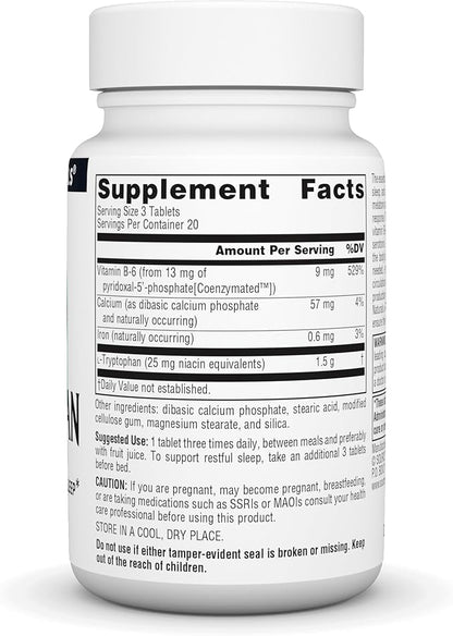 Source Naturals L-Tryptophan with Coenzyme B-6 500mg 60 Tablets