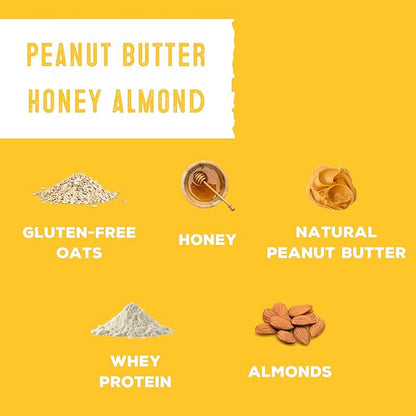 Whole Food Protein Balls with Probiotics - Peanut Butter Honey Almond Snacks - 8g Protein Snack - Gluten Free Energy Balls (1 Pack of 12 Balls)