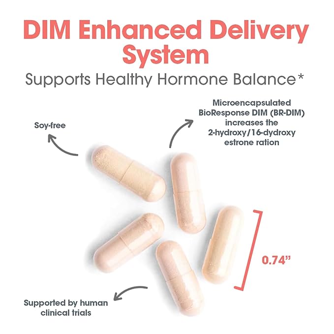 Allergy Research Group DIM Enhanced Delivery System Supplement - Supports Healthy Hormone Balance for Women, Promotes Healthy Estrogen Metabolism, PMS Support, Vegetarian Capsules - 120 Count