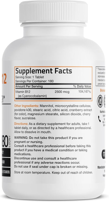 Vitamin B12 2500mcg Shot Of Energy B12 Vitamin 180 Count