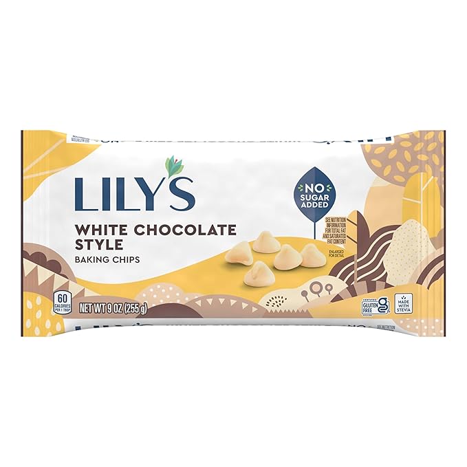 LILY'S White Chocolate Style No Sugar Added, Baking Chips Bag, 9 oz