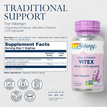 SOLARAY Vitex Berry Extract 225 mg 60 Servings, 60 VegCaps