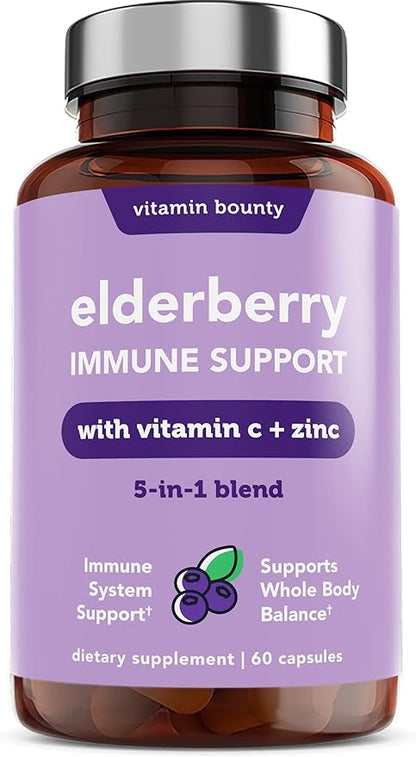 Vitamin Bounty Elderberry Immune Support 5-in-1 Blend, 60 Capsules, 2 Pack