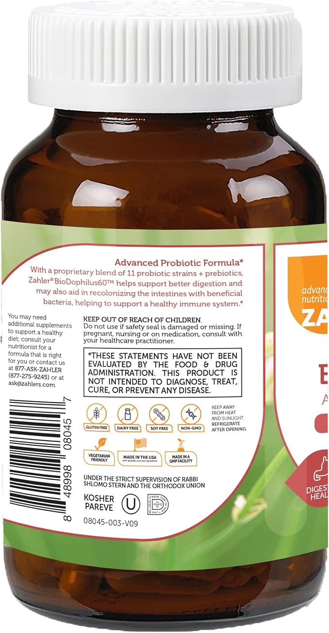 Zahler Biodophilus, 60 Billion Live Cultures 30 Capsules