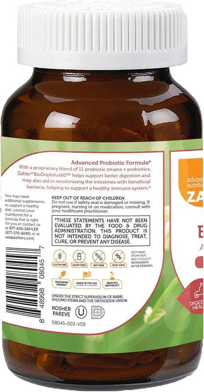 Zahler Biodophilus, 60 Billion Live Cultures 30 Capsules