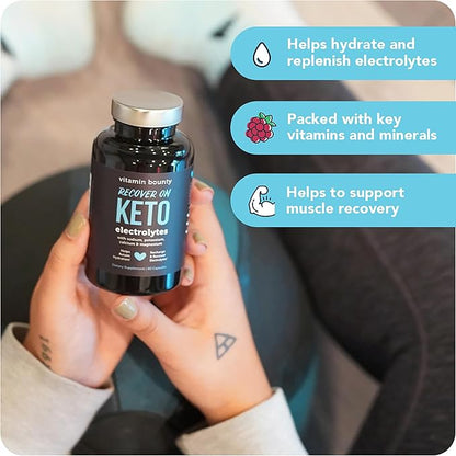 Vitamin Bounty Recover On Keto Electrolytes - Keto Supplements, Keto Electrolytes Pills, Electrolyte Supplement, Keto Vitamins, Sugar Free Hydration, Boost Energy, Workout Recovery - 60 Capsules