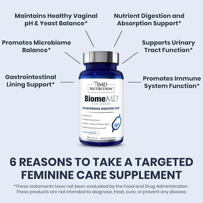 1MD Nutrition BiomeMD Probiotics for Women 62 Billion 16 Strains 30 Capsules (2-Pack)