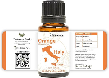 Orange Essential Oil - Direct from Citrusmade in Sicily- Pure Essential Oils for Diffusers and Aromatherapy - 100% Pure Therapeutic Grade (25LBS)