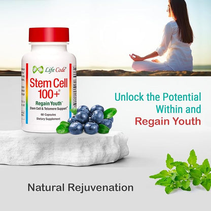 Stem Cell 100+: Multi-Pathway Anti-Aging & Regeneration Supplement Supports Stem Cells, Telomeres, Longevity Genes, Vascular Circulation, Neural Function, Autophagy, and More
