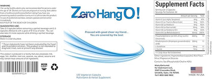 ZeroHangO!- 120 Capsules. Better Morning and Hydration Pills Dihydromyricetin, Taurine, Essential Phospholipids, Glutathione. Recovery, Relief.