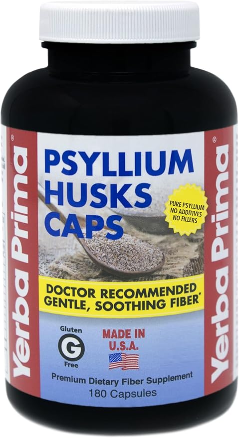 Yerba Prima Psyllium Husks Caps Dietary 625 mg, 180 Capsules