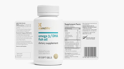 Xtendlife Omega 3/DHA Fish Oil 1100mg (700mg DHA), 3 Supplement (60 Count)