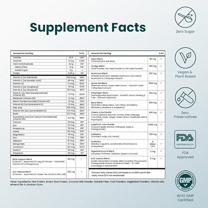 360 Greens Powder with 80+ Superfoods, Ayurvedic Herbs, Vitamins, Minerals, Probiotics & Botanicals | Supports Energy, Gut Health & Immunity | Plant-Based & No Added Sugar | 30 Servings