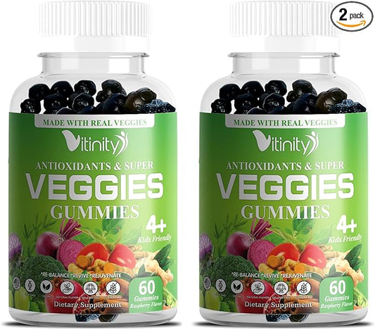 Veggies Supplement-Made with Real Super Veggies Gummies(120 Chews),30 Chews),30 Veggies,Herbs,Fruit (60 Day)