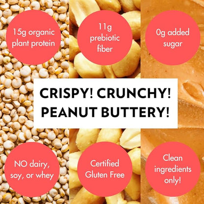 Vegan Keto Plant Based Protein & Fiber Bars by B.T.R. - Low Carb & GF | 6 Bars | Free of Sugar Alcohols, Dairy, Soy and Boosted with Powerful Superfoods! (Peanut Butter Crunch Protein+)