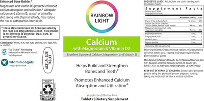 Rainbow Light Calcium With Magnesium and D3 Tablets, 180 Count