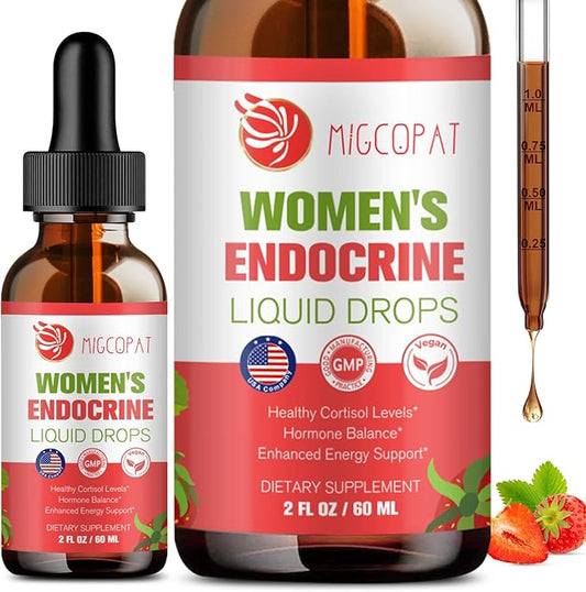 Women Endocrine Superfood Supplement Liquid Drops, Supports Healthy Cortisol Levels, Hormonal Balance, Gut Health, Mood, Sleep Support, Multivitamin+Inositols, Rhodiola, DIM